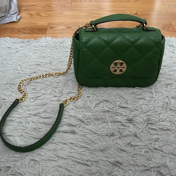 Tory Burch Quilted Green Crossbody Bag - Picture 1 of 6